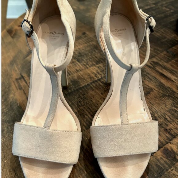 Giorgio Armani Suede Platform Sandals- Camel, Size 37 - Picture 1 of 5